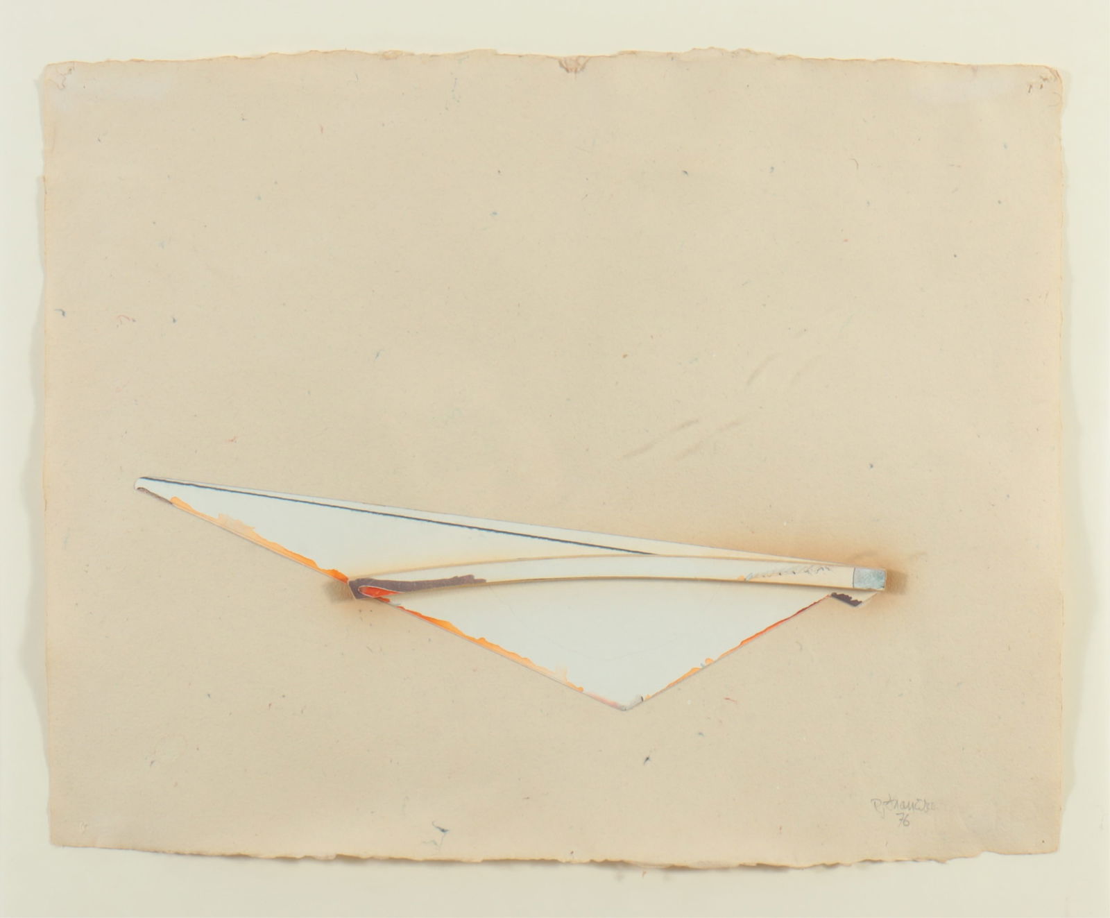 Richard Francisco - Assemblage on Paper: Richard Francisco, American, b. 1942, Assemblage on hand made paper, 1976, pencil signed and dated22 x 17, framed 22 x 27"From a Manhattan Art Collector