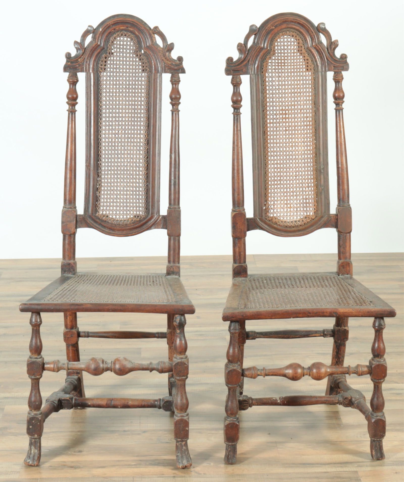Pair of William and Mary Walnut & Cane Side Chairs (1 of 14)