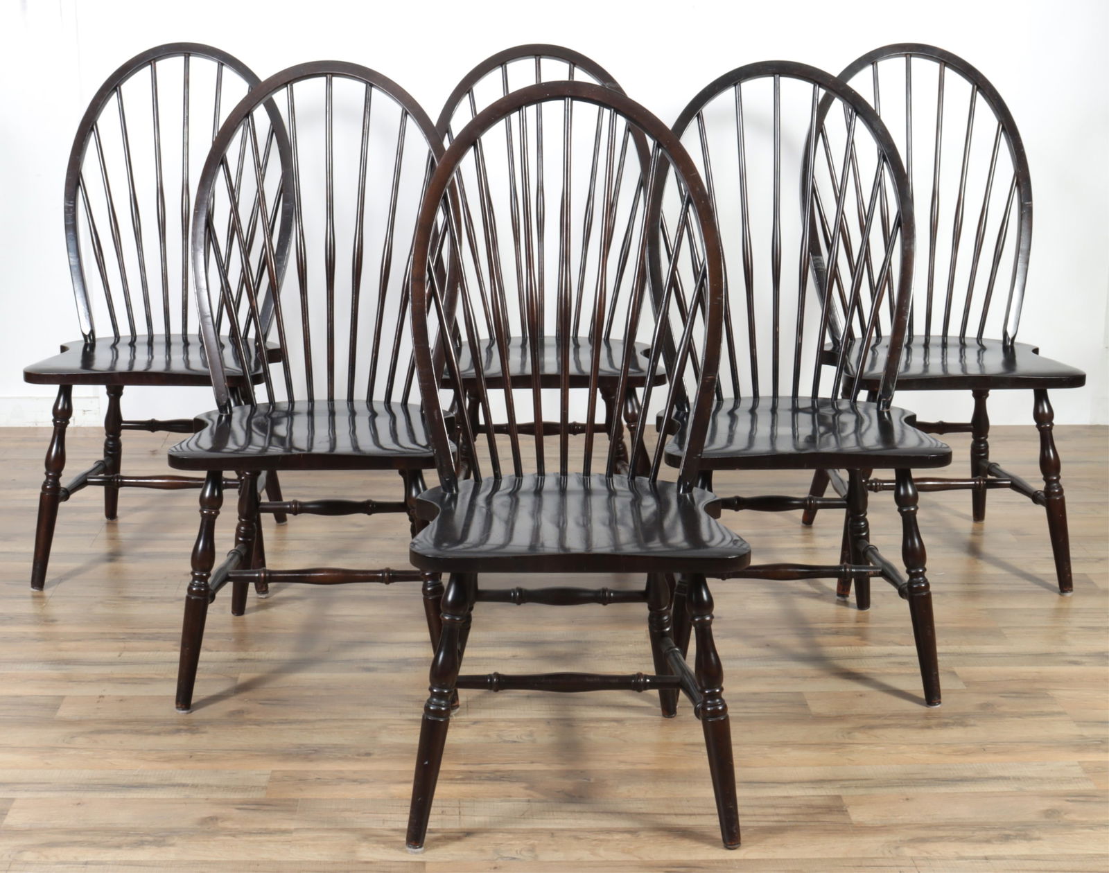 Set of Six Cherry Windsor Side Chairs (1 of 8)
