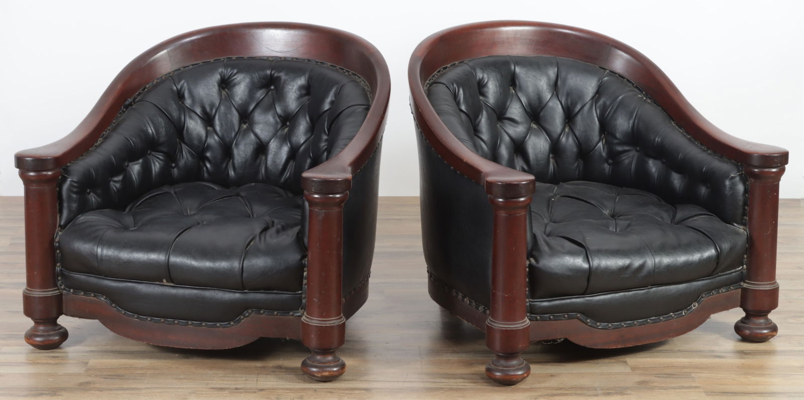 Pair of Classical Mahogany Club Chairs, 19th C. (1 of 8)