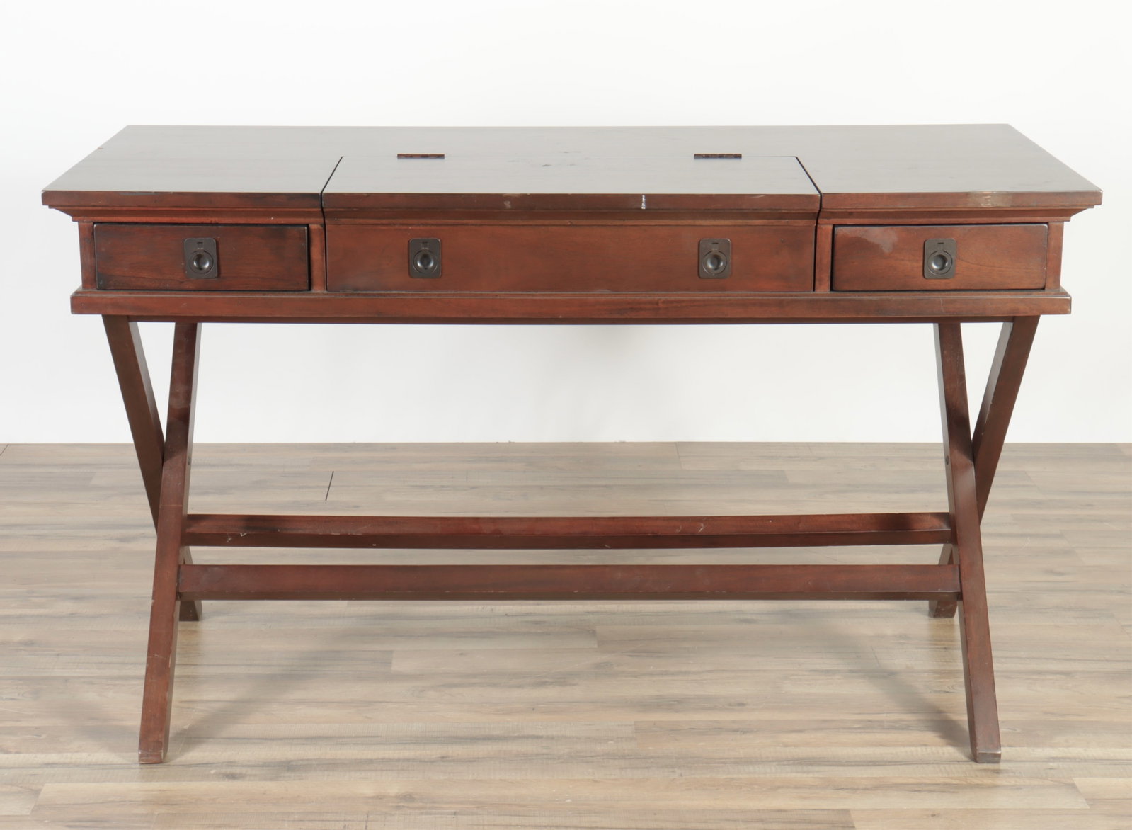 Ralph Lauren Style Cherry Campaign Desk: Ralph Lauren Style Cherry Campaign Desk 29.5" H x 51" W x 24" D Property from a private Long Island collection.