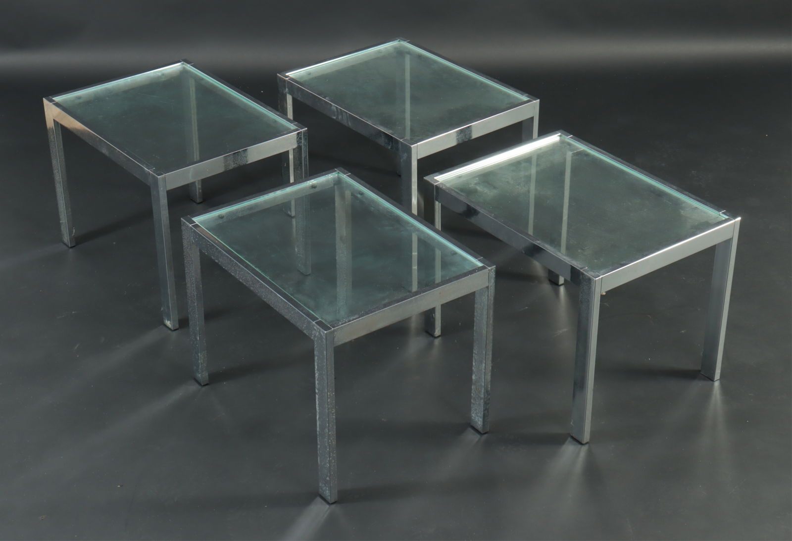 Two Pairs Milo Baughman Style Chrome Side Tables (1 of 11)