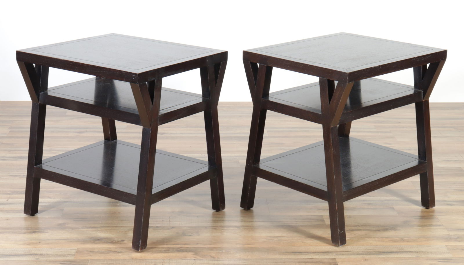Pair Ralph Lauren Style Black Painted Side Tables (1 of 5)