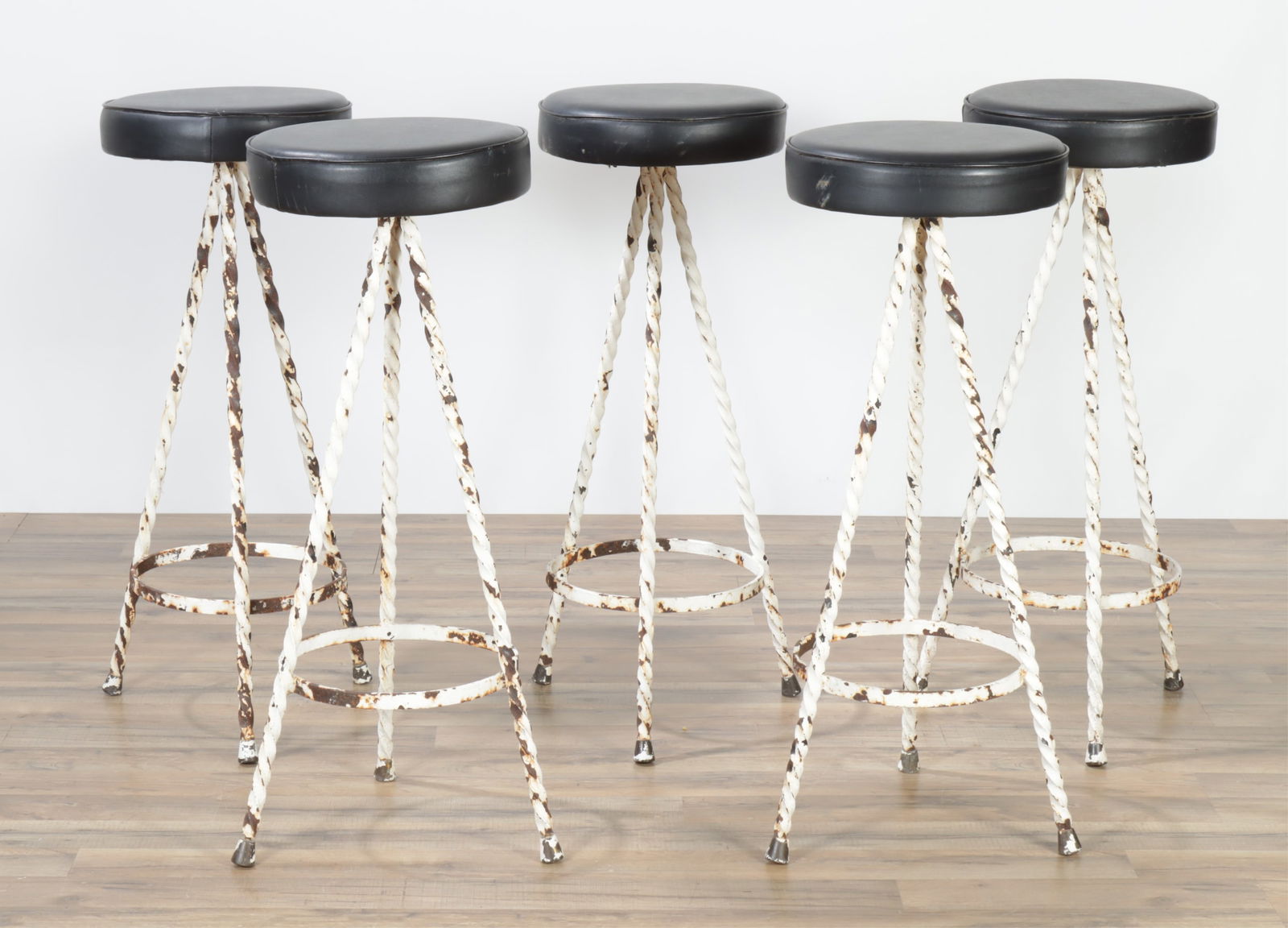 Five White Painted Iron Bar Stools (1 of 5)