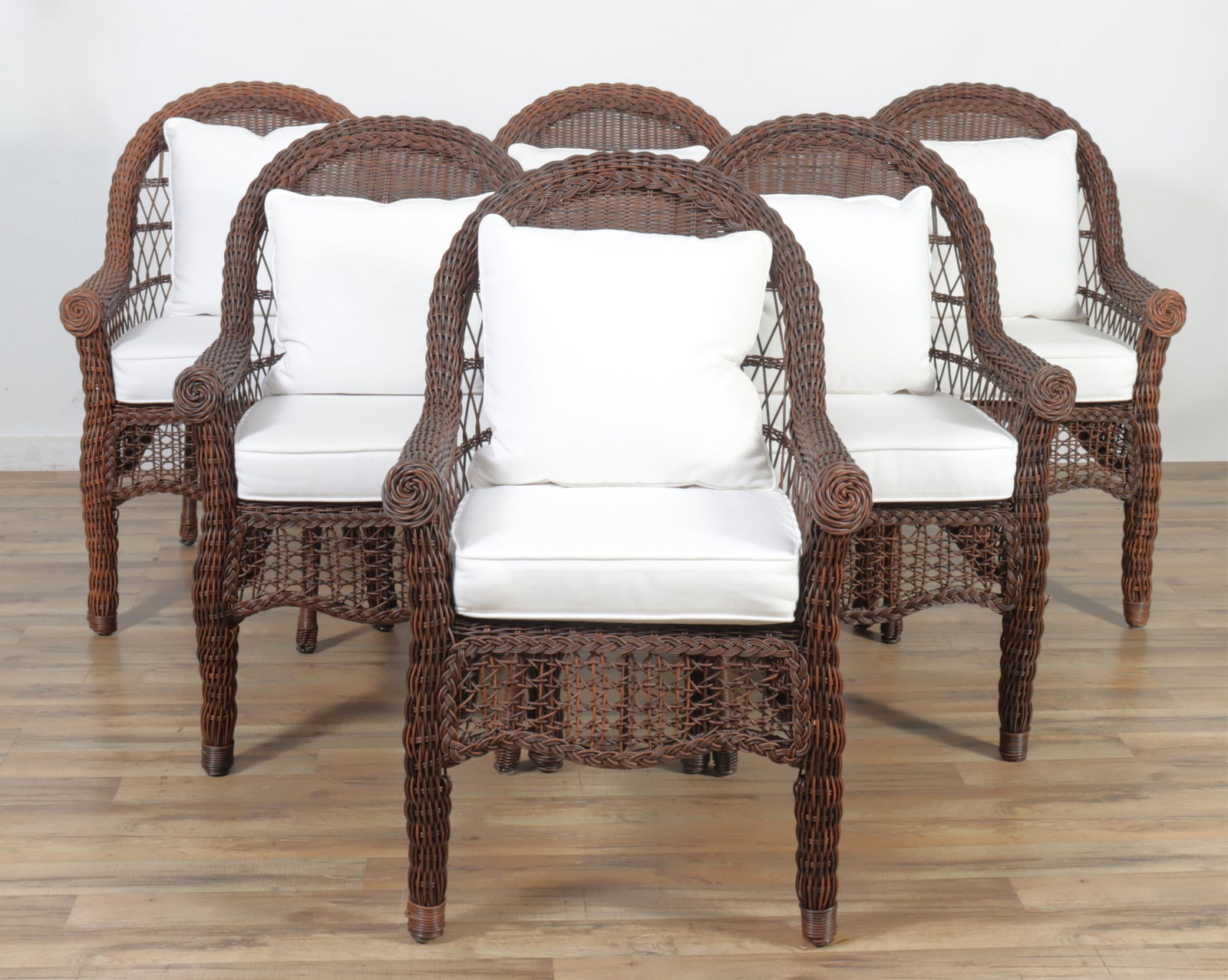 Group of Six All-Weather Wicker Armchairs (1 of 7)