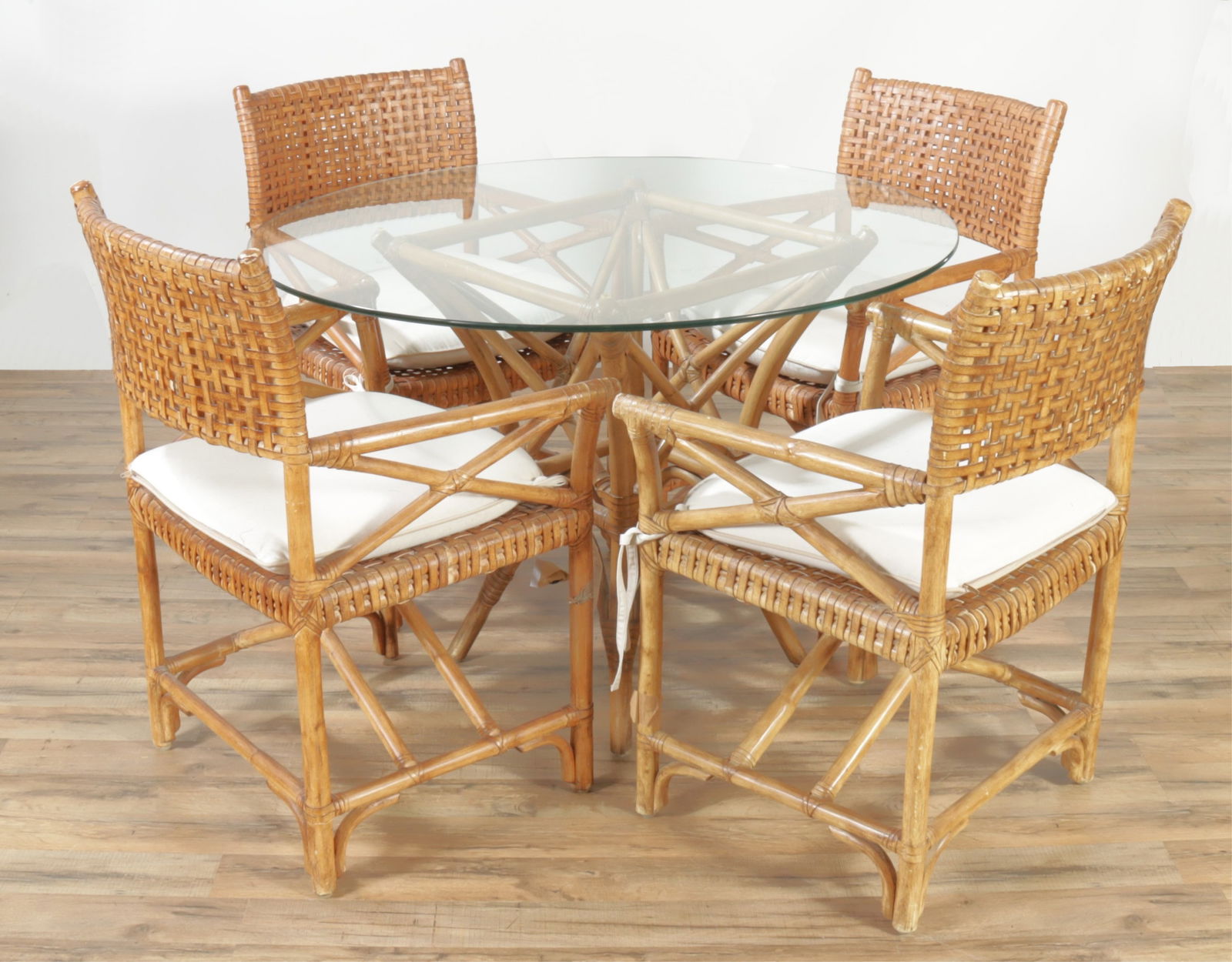 McGuire Style Rattan Dining Table & Armchairs (1 of 10)
