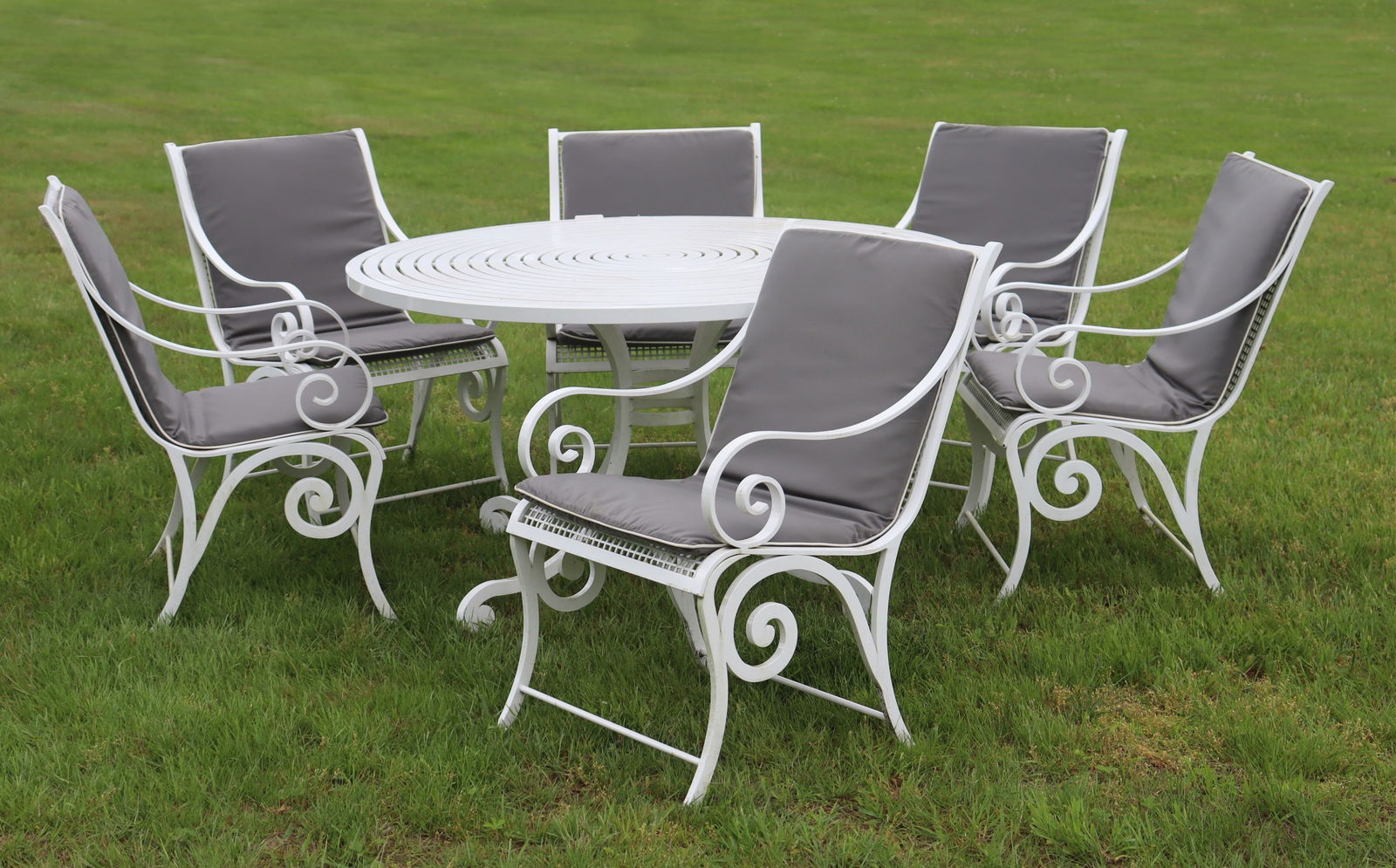 Painted Metal Patio Table and Six Chairs (1 of 10)