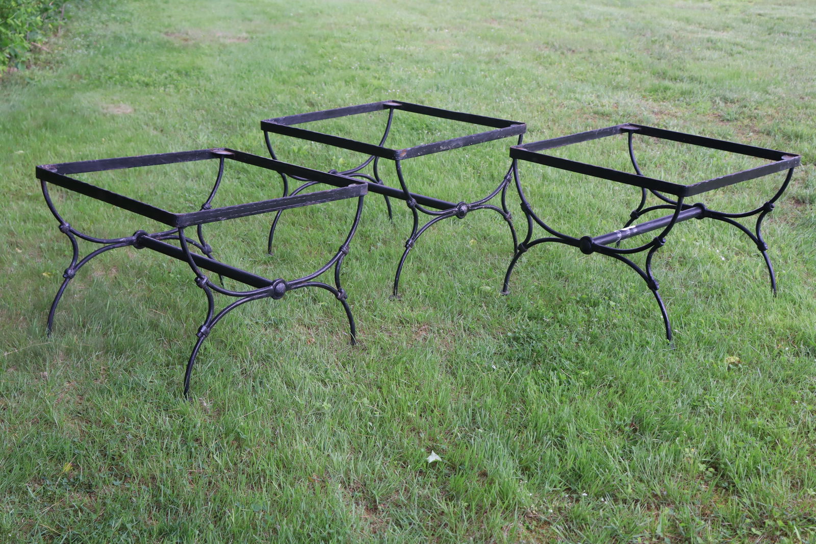 Three Black Painted Iron Patio Side Tables (1 of 4)
