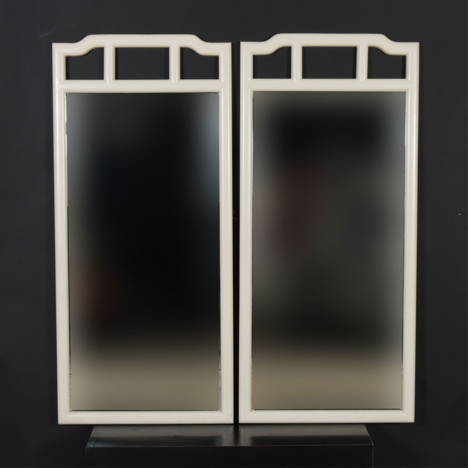 Pair of Mid-Century White Lacquer Mirrors (1 of 3)