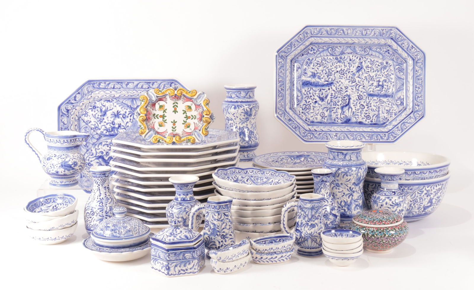 59 Pcs. Coimbra XVII Cobalt Hand Painted Ceramics (1 of 10)