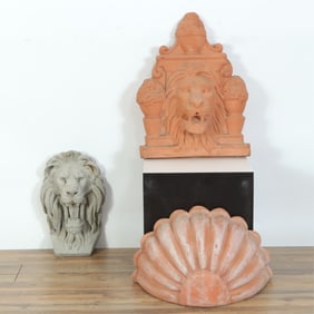 Terracotta Lions Head Lavabo & Stone Lions Head