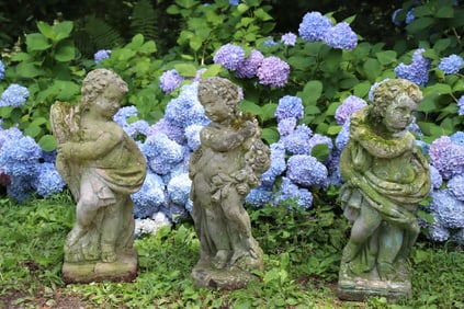 Three Classical Cast Cement Cherubs