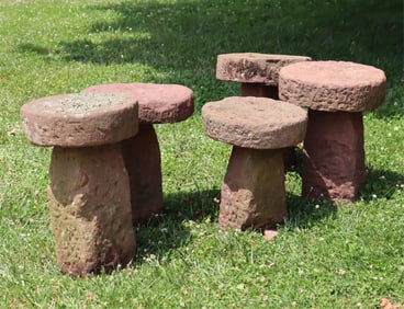 Group of Five Brownstone Toadstools