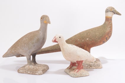 Cast Cement Painted Birds & Pheasant