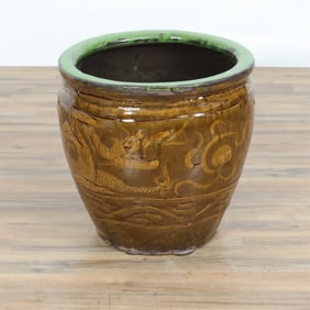 Asian Style Glazed Ceramic Jardiniere