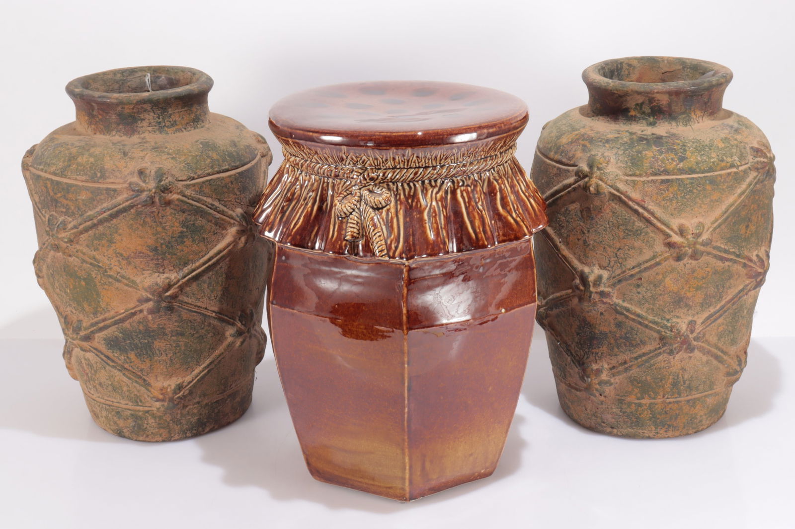 Tassel Drum Garden Stool & Stoneware Vases (1 of 7)