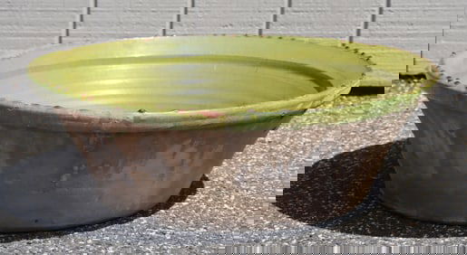 Large Green Glazed Terracotta Basin