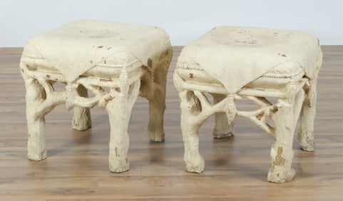 Pair of Rustic Fiberglass Benches