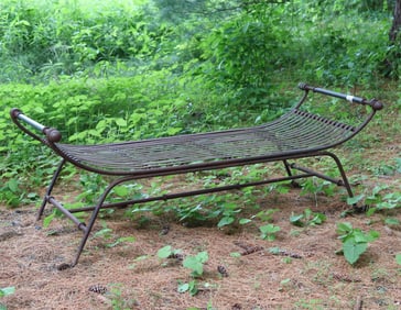 Modern Black Painted Iron Garden Bench