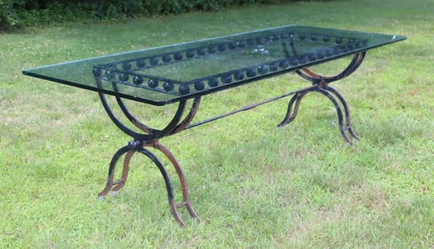 Large Outdoor Black Iron Curule Form Table
