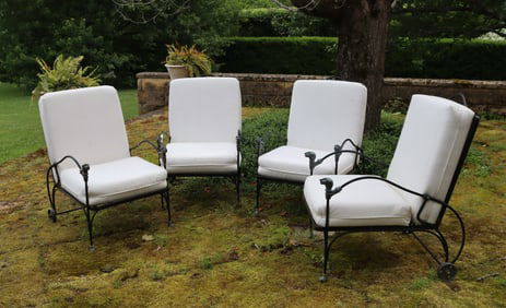 Four J-Art Iron Co. Brass & Iron Panther Armchairs