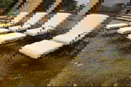 Four J-Art Iron Co. Panther Armchairs & Ottoman