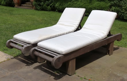 Pair of Teak Patio Chaise Lounges - Kipp Stewart