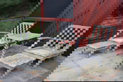 Gloster Teak Armchairs, Ottoman & Table