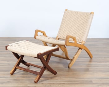 MCM Elbert Wells Folding Chair and Foot Stool