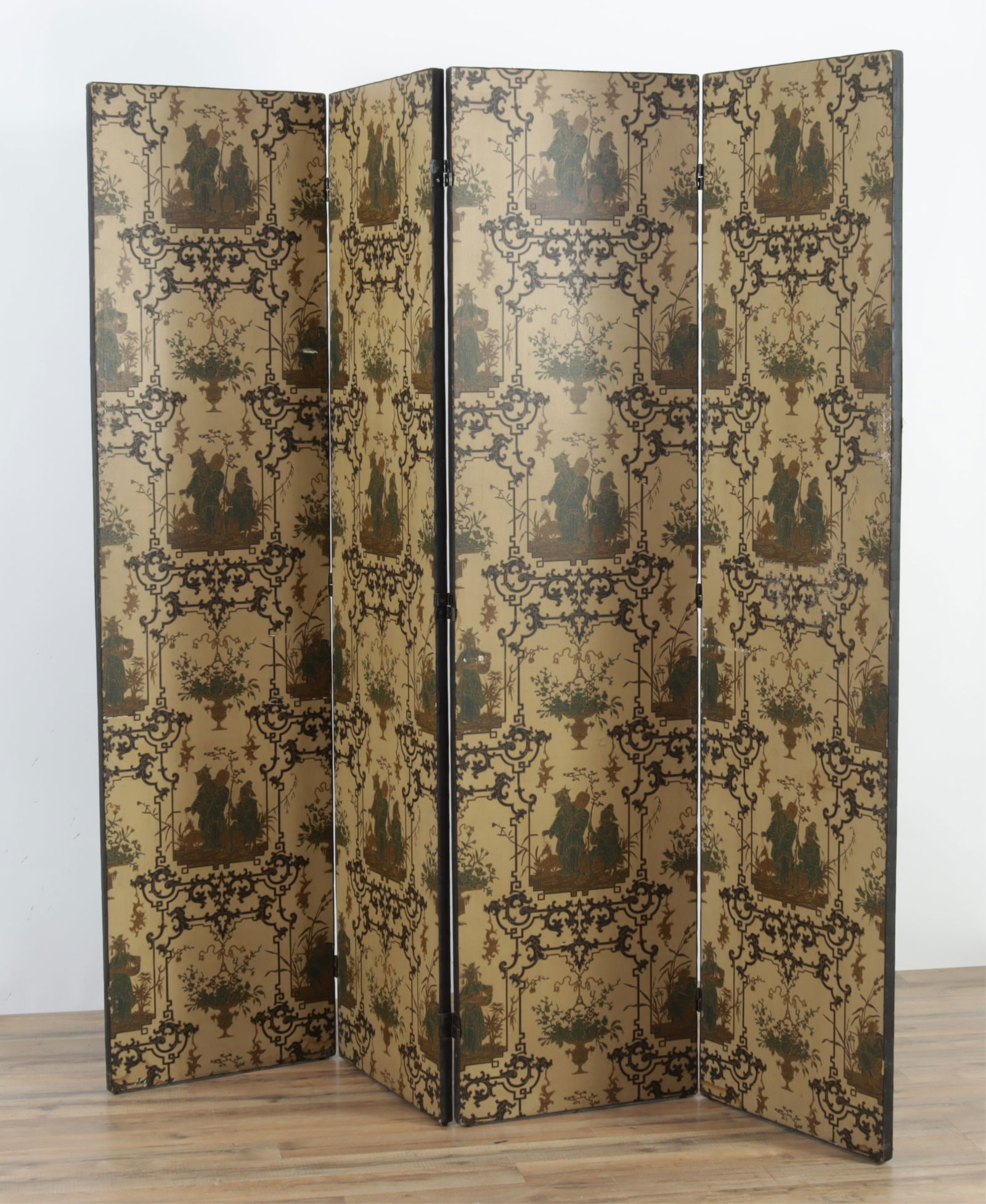 Chinoiserie 4-Panel Screen, E. 20th C. (1 of 8)