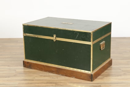 Werner's Brass & Green Painted Horse Tack Trunk