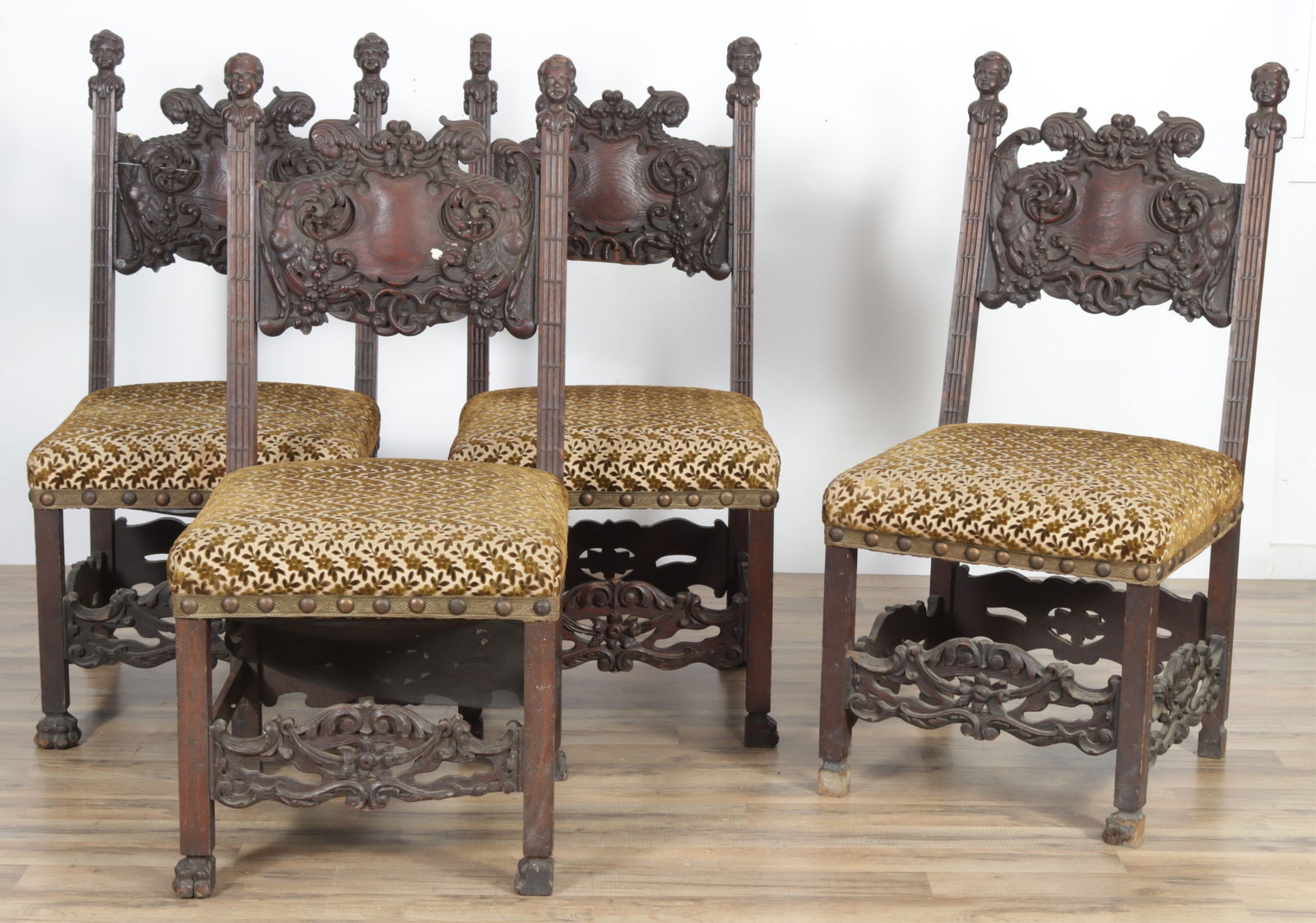 Four Renaissance Revival Oak Hall Chairs (1 of 13)