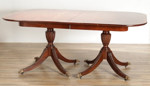 George III Style Banded Mahogany Dining Table