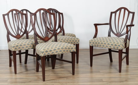 George III Style Inlaid Mahogany Dining Chairs