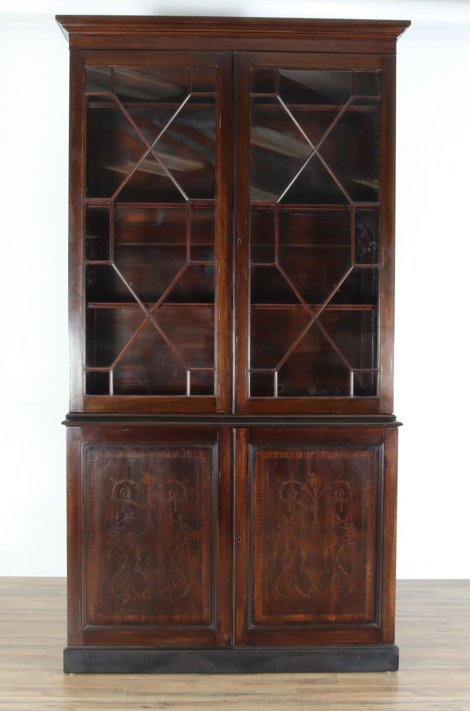 Pair George III Inlaid Mahogany Library Bookcases (1 of 13)