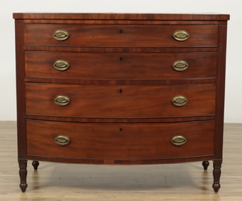 19th C. Federal Mahogany Bow Front Chest