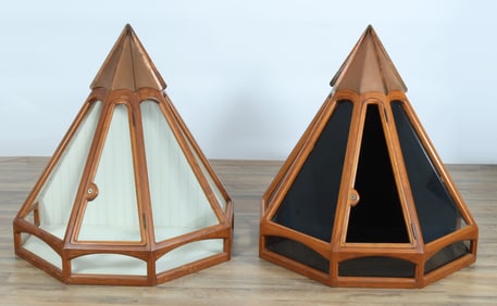Pair Triangular Form Display Cabinets