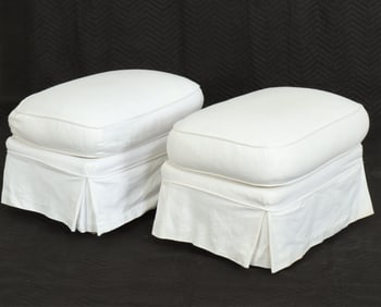 Pair Contemporary Upholstered Ottomans