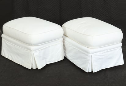 Pair Contemporary Upholstered Ottomans