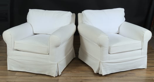 Pair Avery Boardman Upholstered Club Chairs