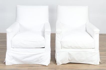 Pair Contemporary Upholstered Club Chairs