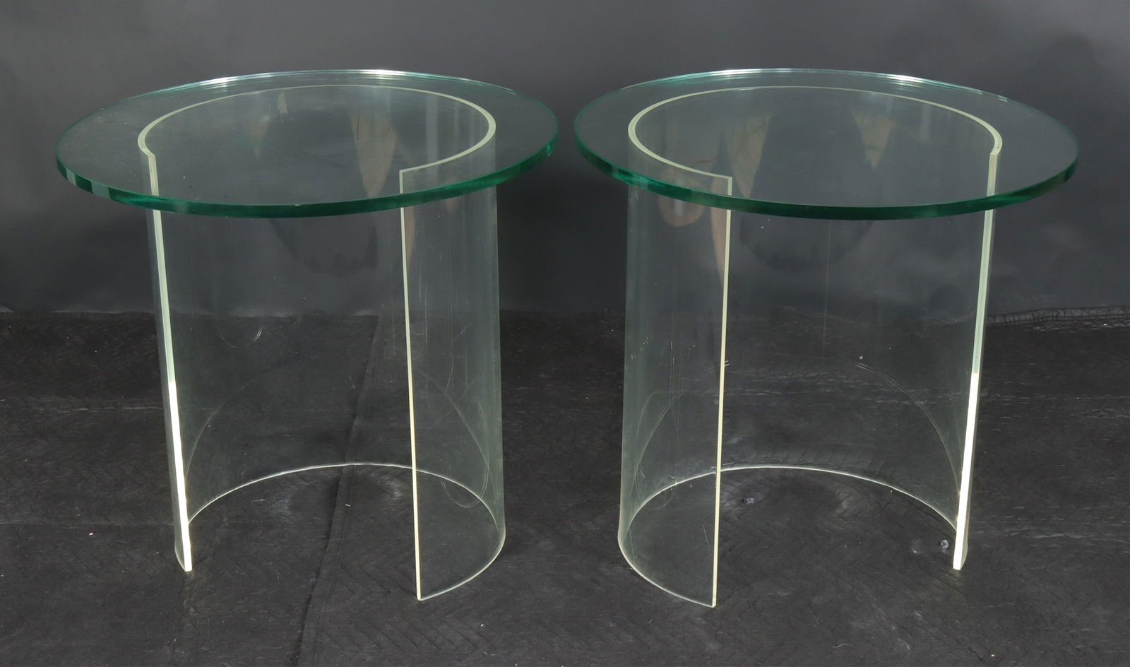 Pair 1970's Glass & Plastic Side Tables (1 of 3)