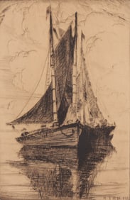 Anthony Thieme - Sailboat Etching