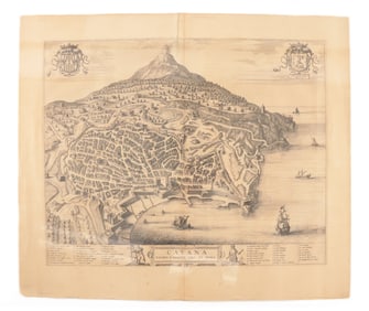 19th C. Pieter Mortier Map of Catania & Others