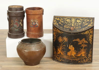 Group of Tole and Fire Buckets