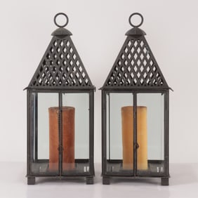 Outdoor Brass & Beveled Glass Lanterns