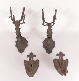 Two Pairs of Wrought Iron Wall Brackets