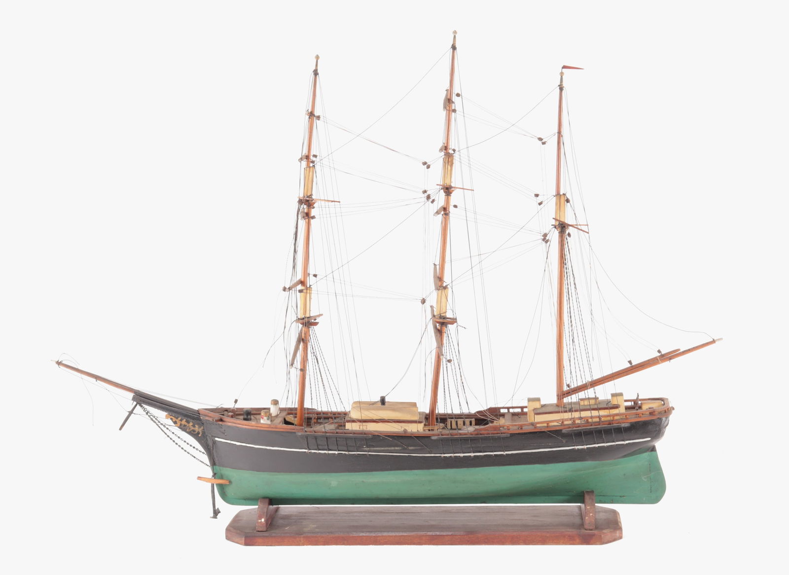 Continental Ship Model, 19th C: Continental Ship Model on stand, late 19th C or early 20th C 21" H x 28" W x 4.5" D Property from a Distinguished New England Estate