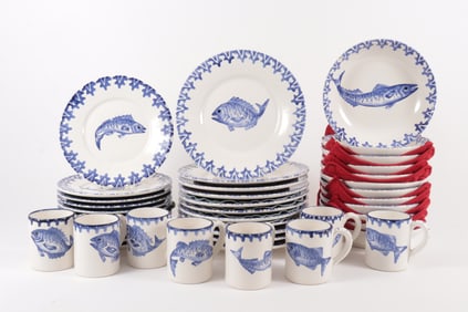Vietri Fish Motif Porcelain Dinner Service