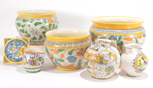 Italian Majolica Vases, Pitchers & Tile